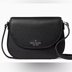 Kate Spade Leila Mini Flap Black Pebbled Leather Crossbody Bag Original Pkg NWT